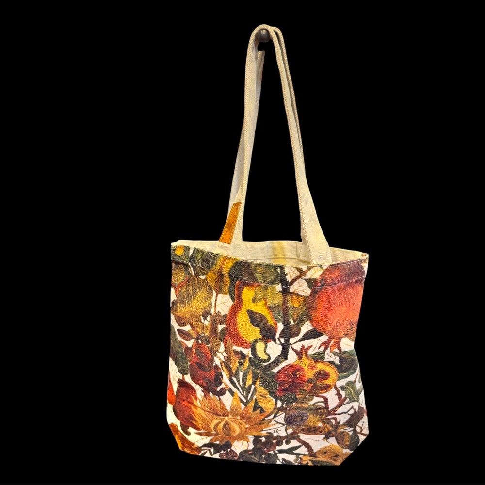 NWT Vintage Botanical Pomegranate Canvas Tote Bag